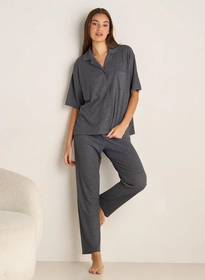 Splash FAV Pyjama Set Button-Down Shirt & Pants
